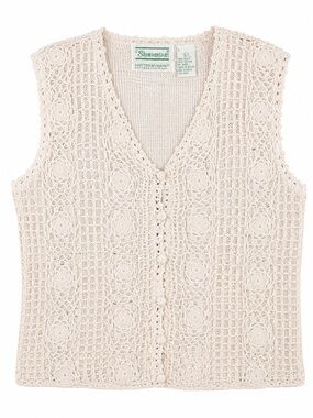 Vintage Shenanigans Hand Knit Crochet Sweater Vest‎ L Cottagecore Coquette⁠
